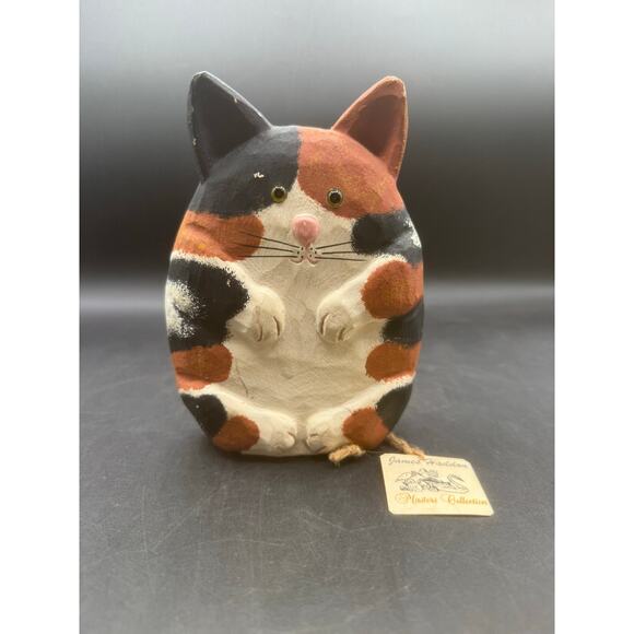Vintage Hand-Painted Wooden Black & Brown Cat Figurine – 6.5” T x 4” W - Picture 2 of 10